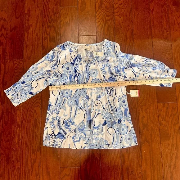 3 Shirts Tops Blouses 3/4 sleeve button up summer beach lightweight - Picture 2 of 15